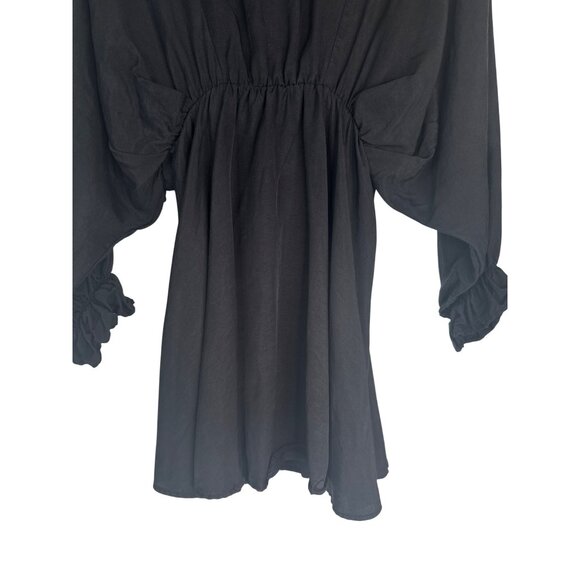 2/$30 ZARA Medium Black Loose-Fit Dress Elastic Waist Dolman Sleeves - Picture 7 of 14